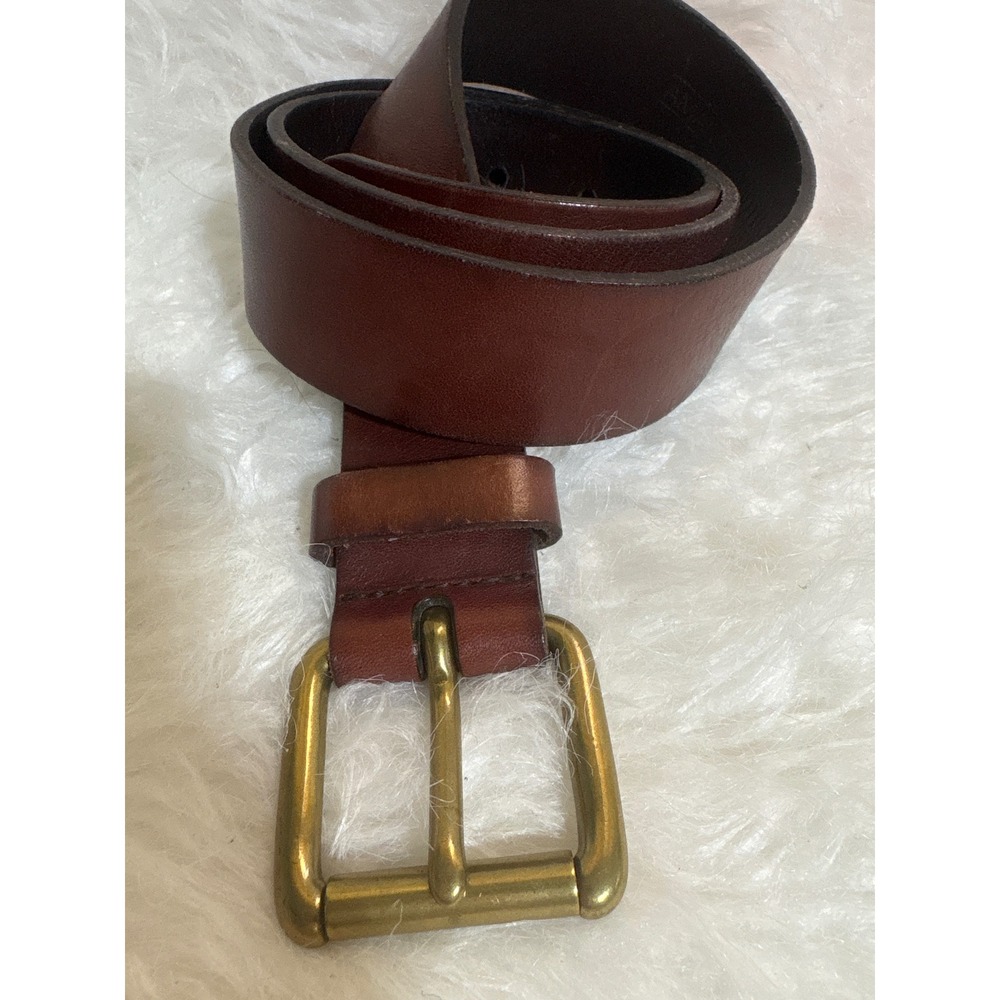 Amanda Smith Belt Womens 30-34 Classic Brown Genuine Leather Gold Tone Vintage